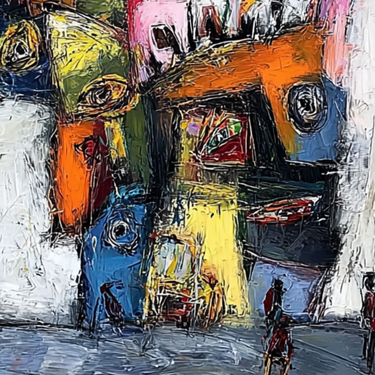 CONFRONTATION-Vibrant-Abstract-Figurative-Expressionist-Painting - Image 3