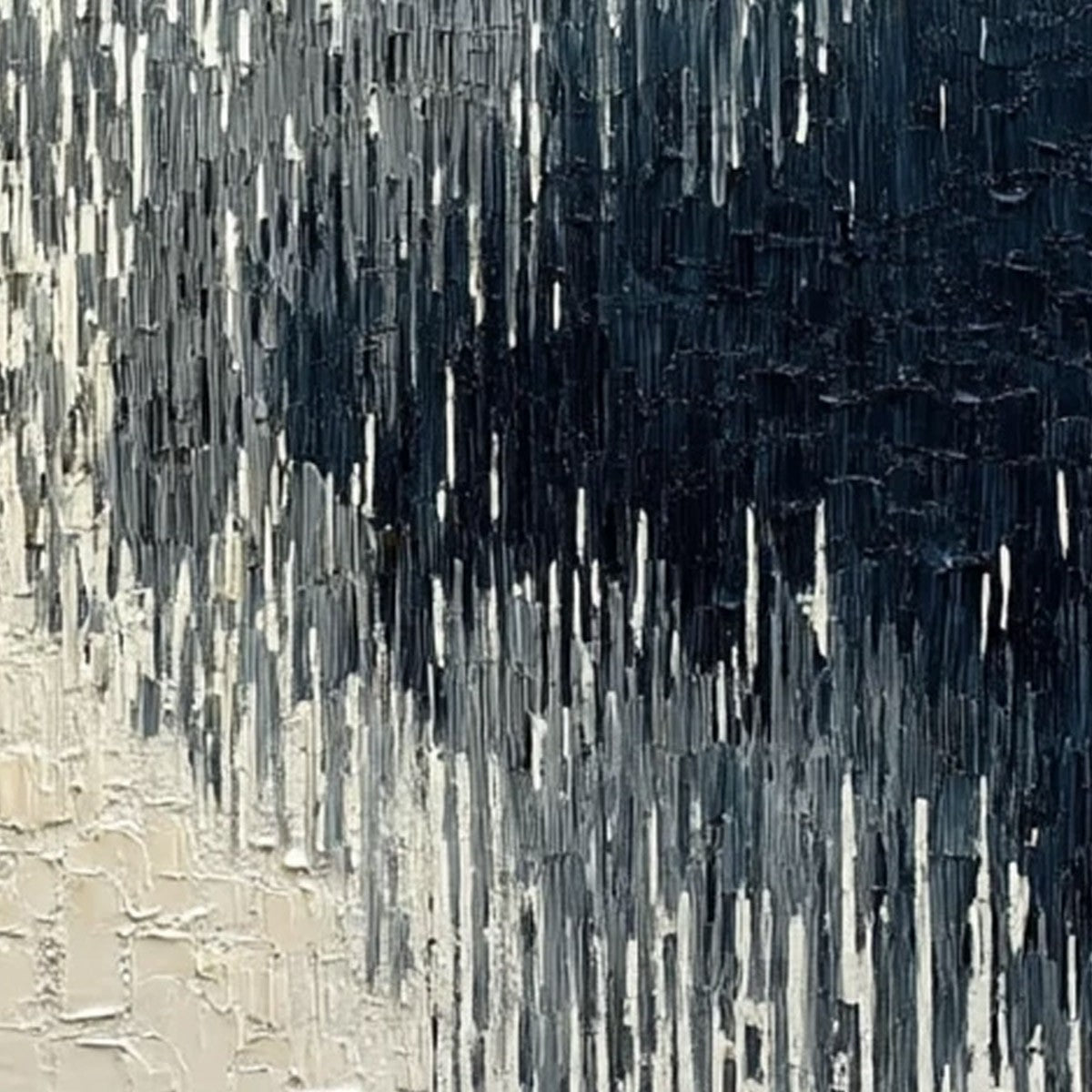 URBAN CASCADE: Large Square Textured Monochrome Abstract Painting - Image 3