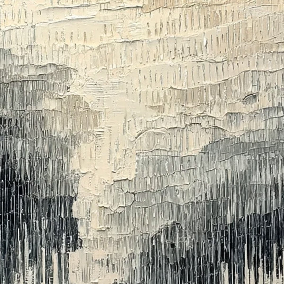 URBAN CASCADE: Large Square Textured Monochrome Abstract Painting - Image 5