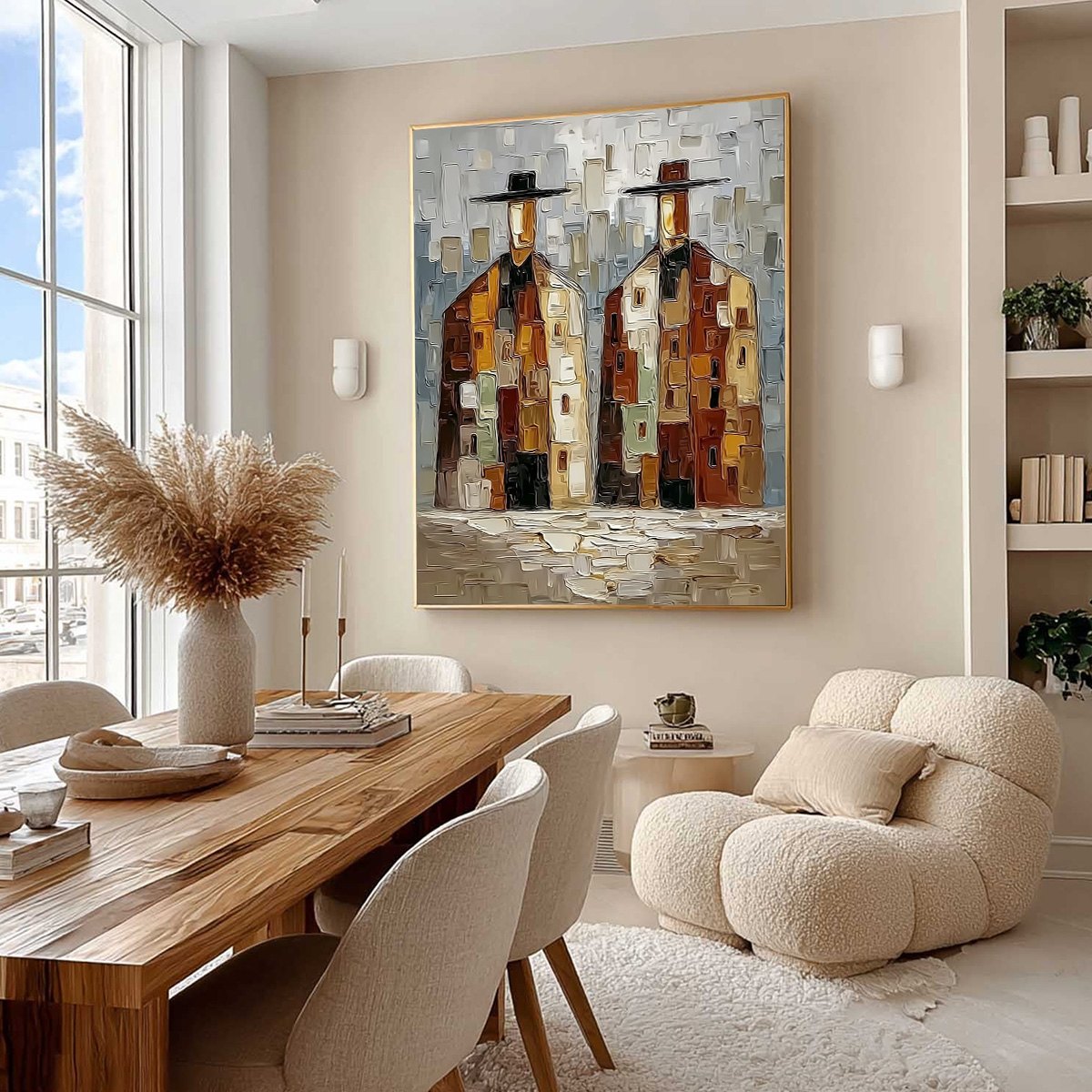 URBAN COMPANIONS: Textured Abstract Figurative Impasto Painting - Image 7