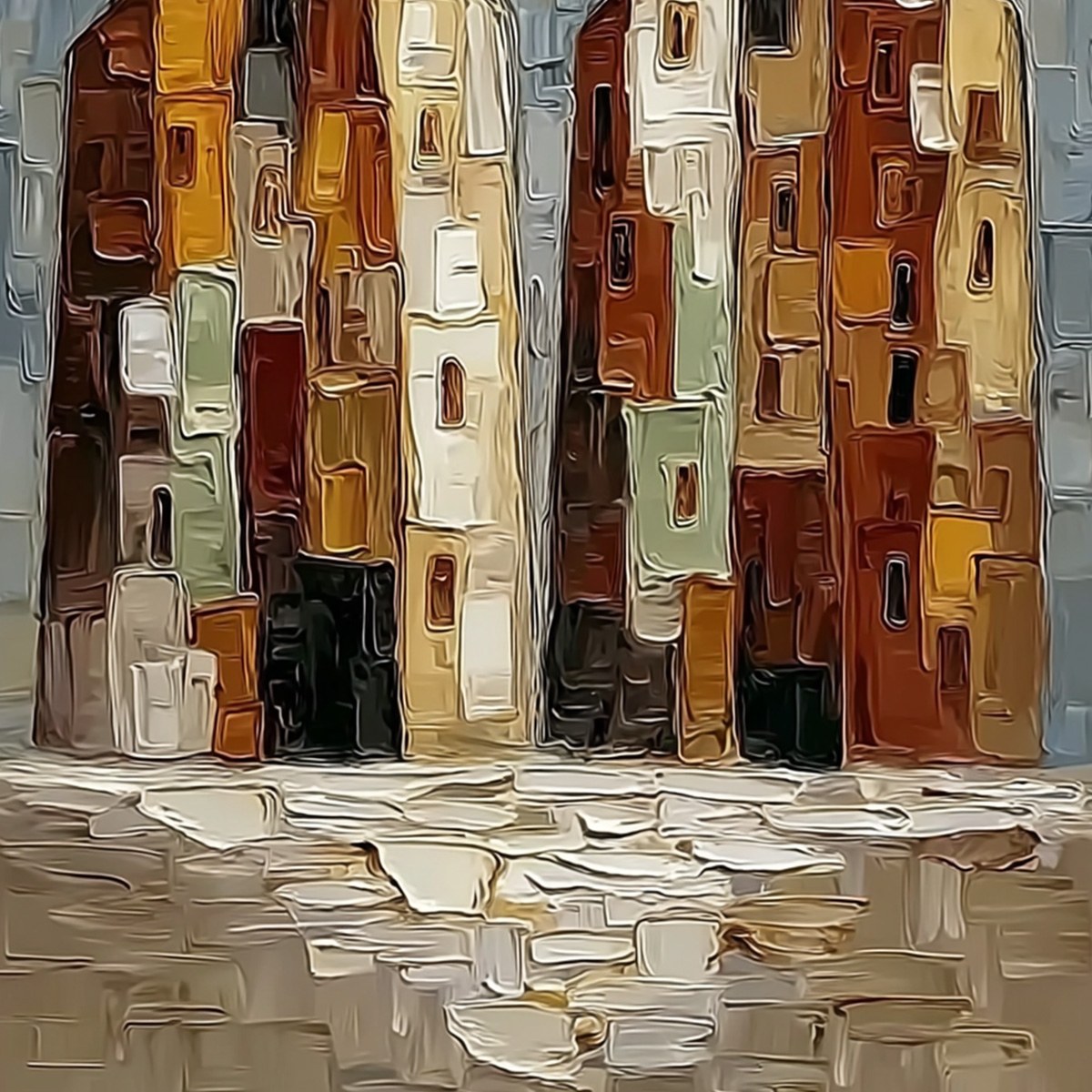 URBAN COMPANIONS: Textured Abstract Figurative Impasto Painting - Image 5