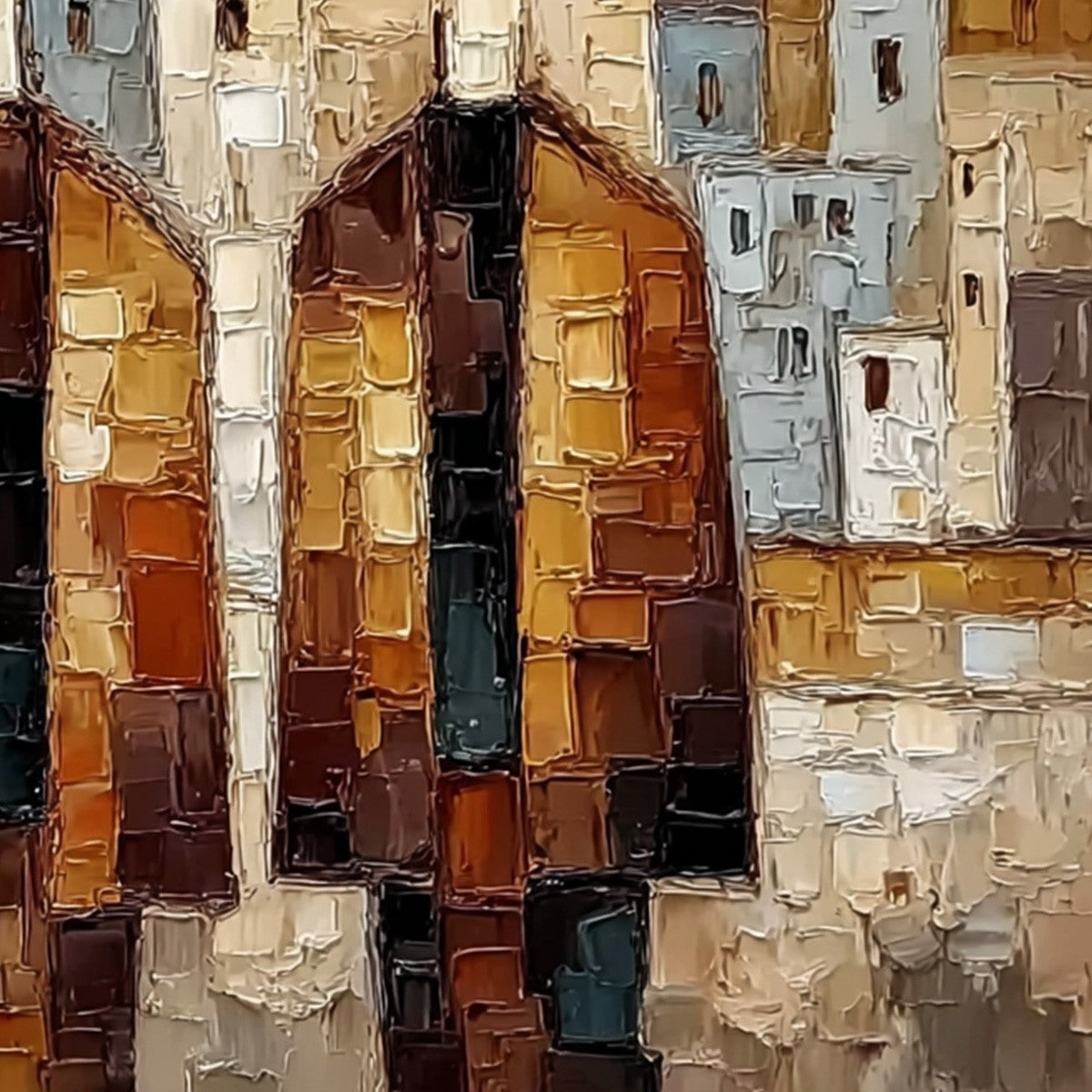 URBAN COMPANIONS: Textured Figurative Cityscape Palette Knife Painting - Image 3