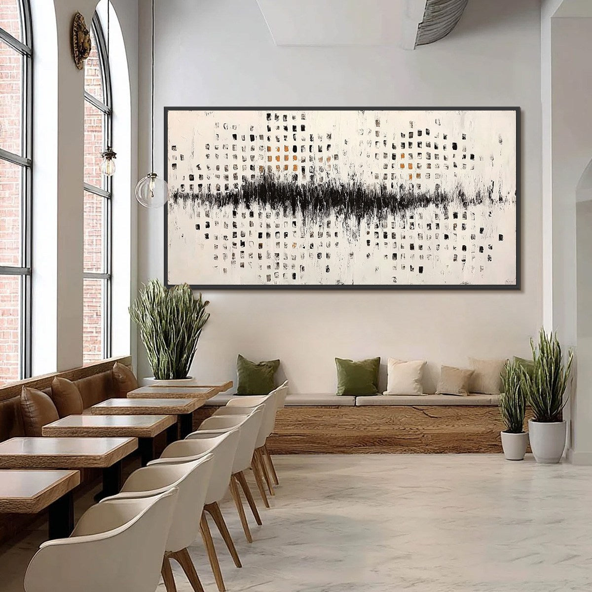 URBAN ECHO: Large Black and White Textured Abstract Painting - Image 6