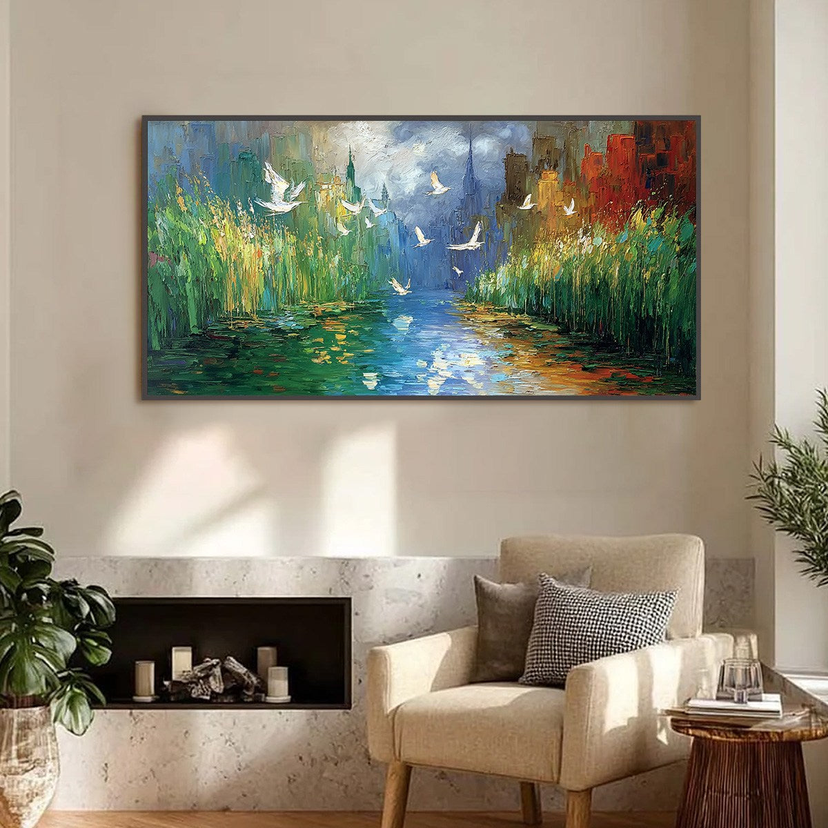 URBAN EXODUS: Colorful Abstract Cityscape Painting with Palette Knife Texture - Image 2