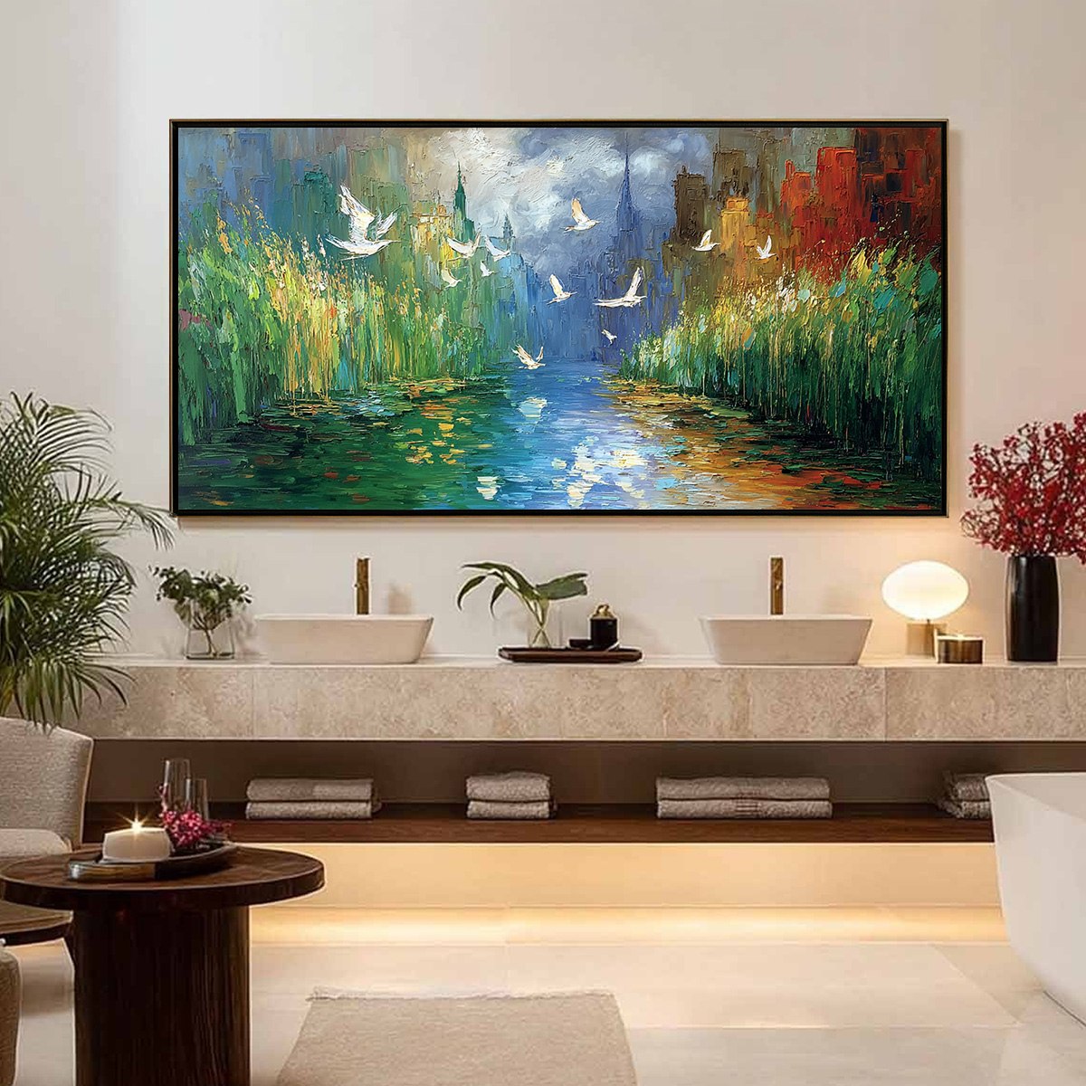 URBAN EXODUS: Colorful Abstract Cityscape Painting with Palette Knife Texture - Image 4