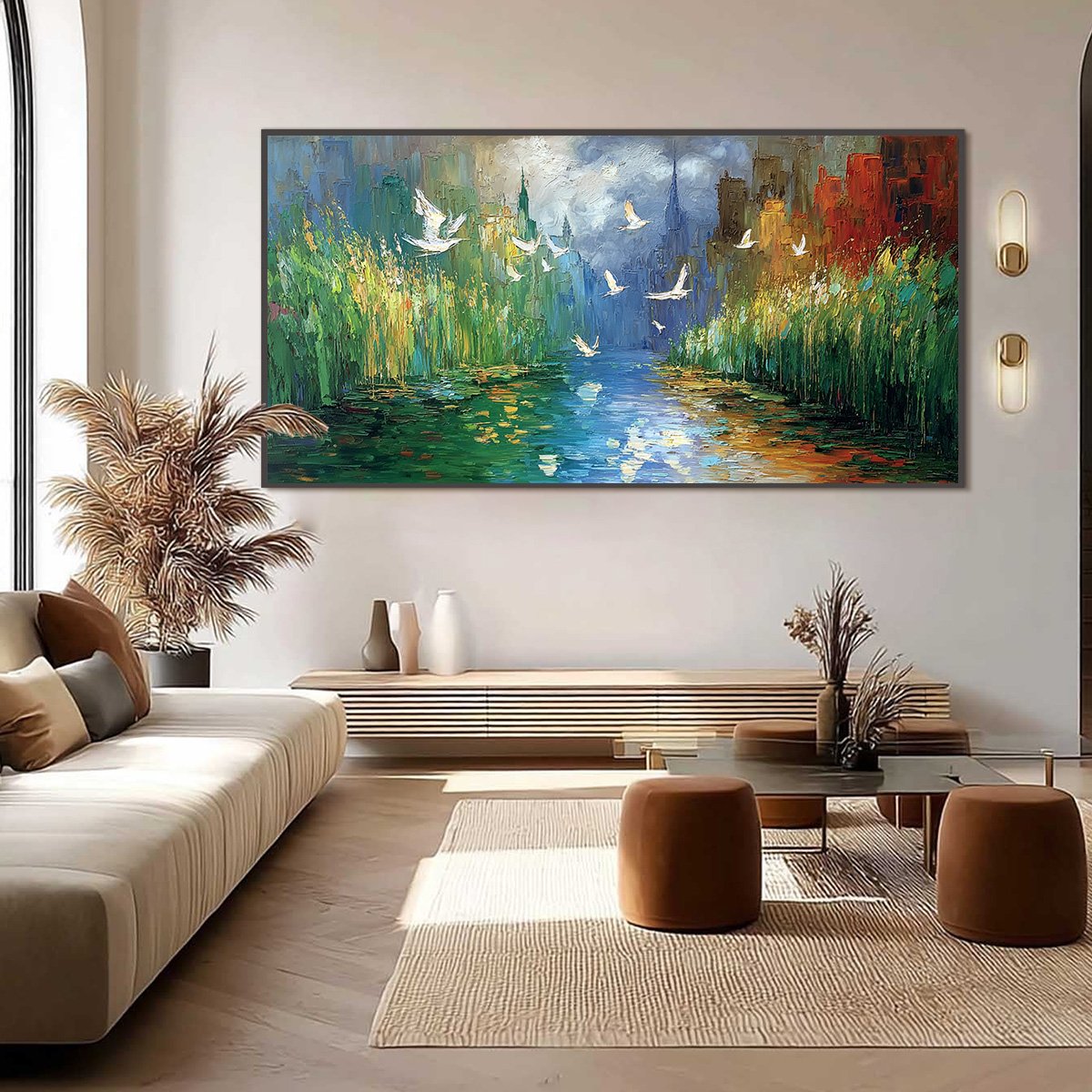URBAN EXODUS: Colorful Abstract Cityscape Painting with Palette Knife Texture - Image 6