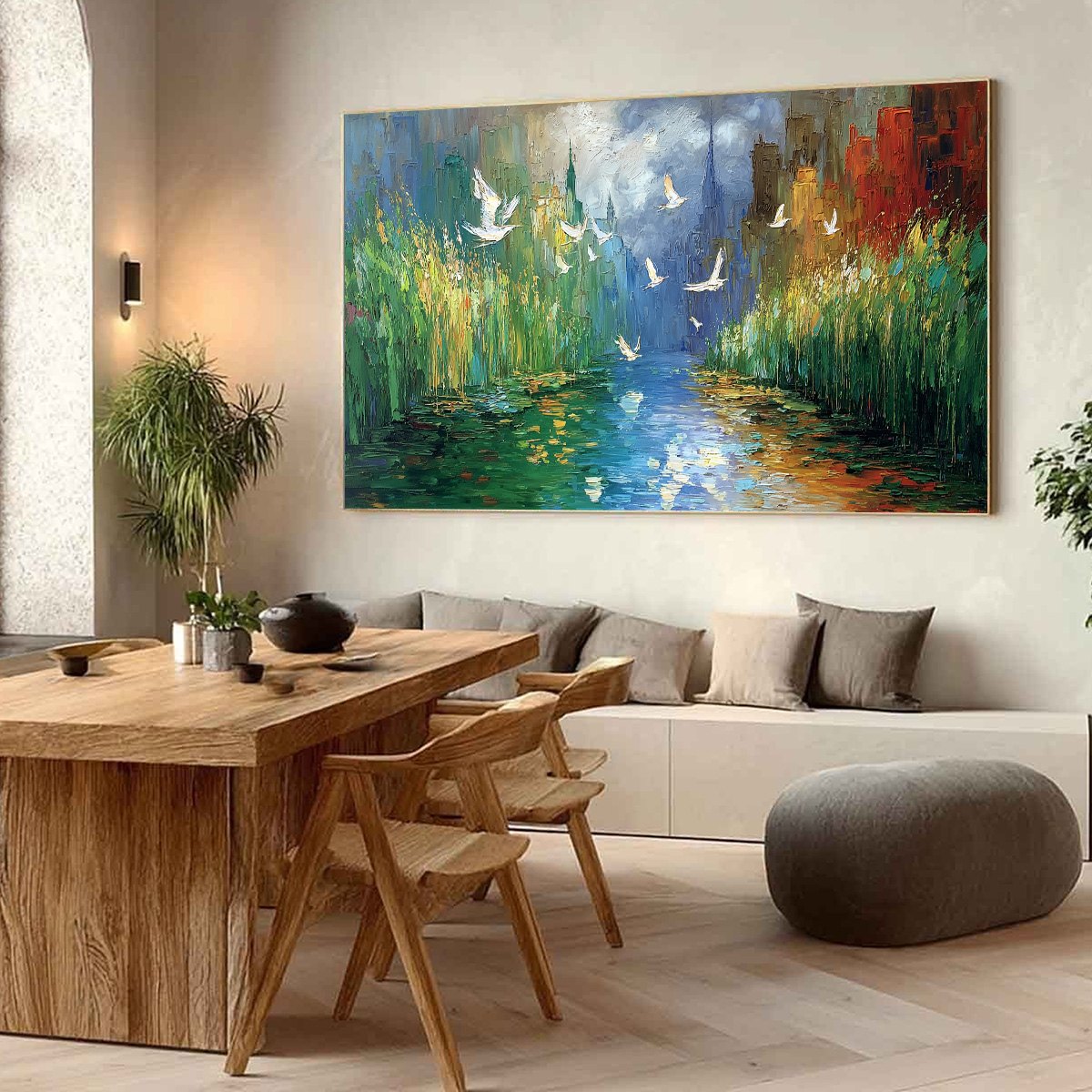 URBAN EXODUS: Colorful Abstract Cityscape Painting with Palette Knife Texture - Image 7