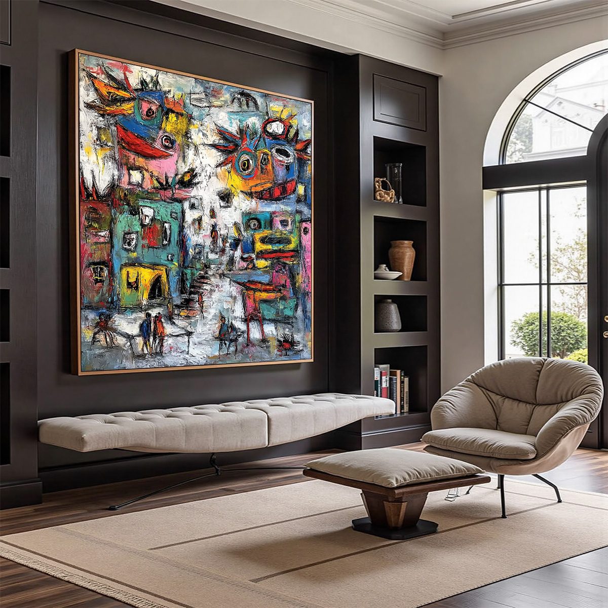URBAN FANTASIA: Vibrant and Textured Abstract Cityscape Painting - Image 7