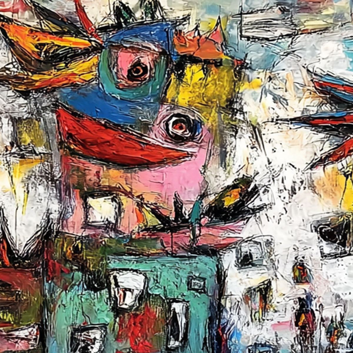 URBAN FANTASIA: Vibrant and Textured Abstract Cityscape Painting - Image 5