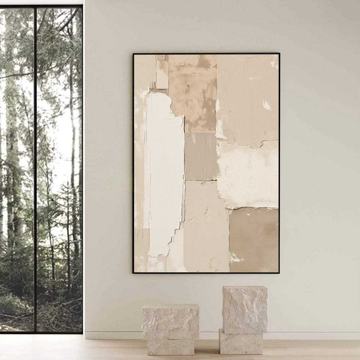 URBAN FOSSIL: Large Vertical Textured Minimalist Abstract Painting - Image 6