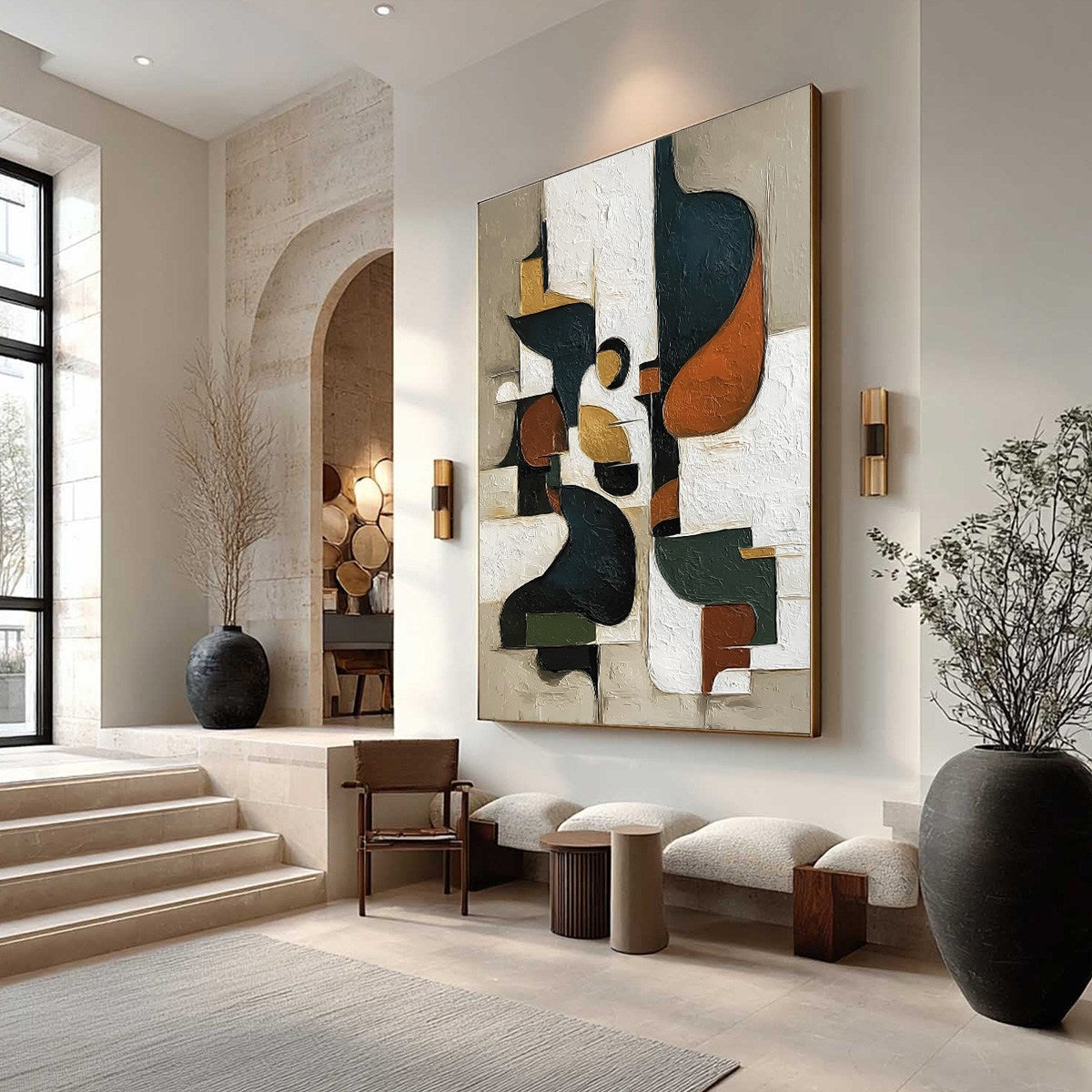 URBAN FRAGMENTS: Textured Vertical Abstract Painting for Modern Decor - Image 7