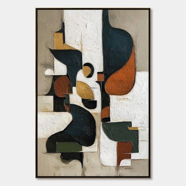 URBAN FRAGMENTS: Textured Vertical Abstract Painting for Modern Decor