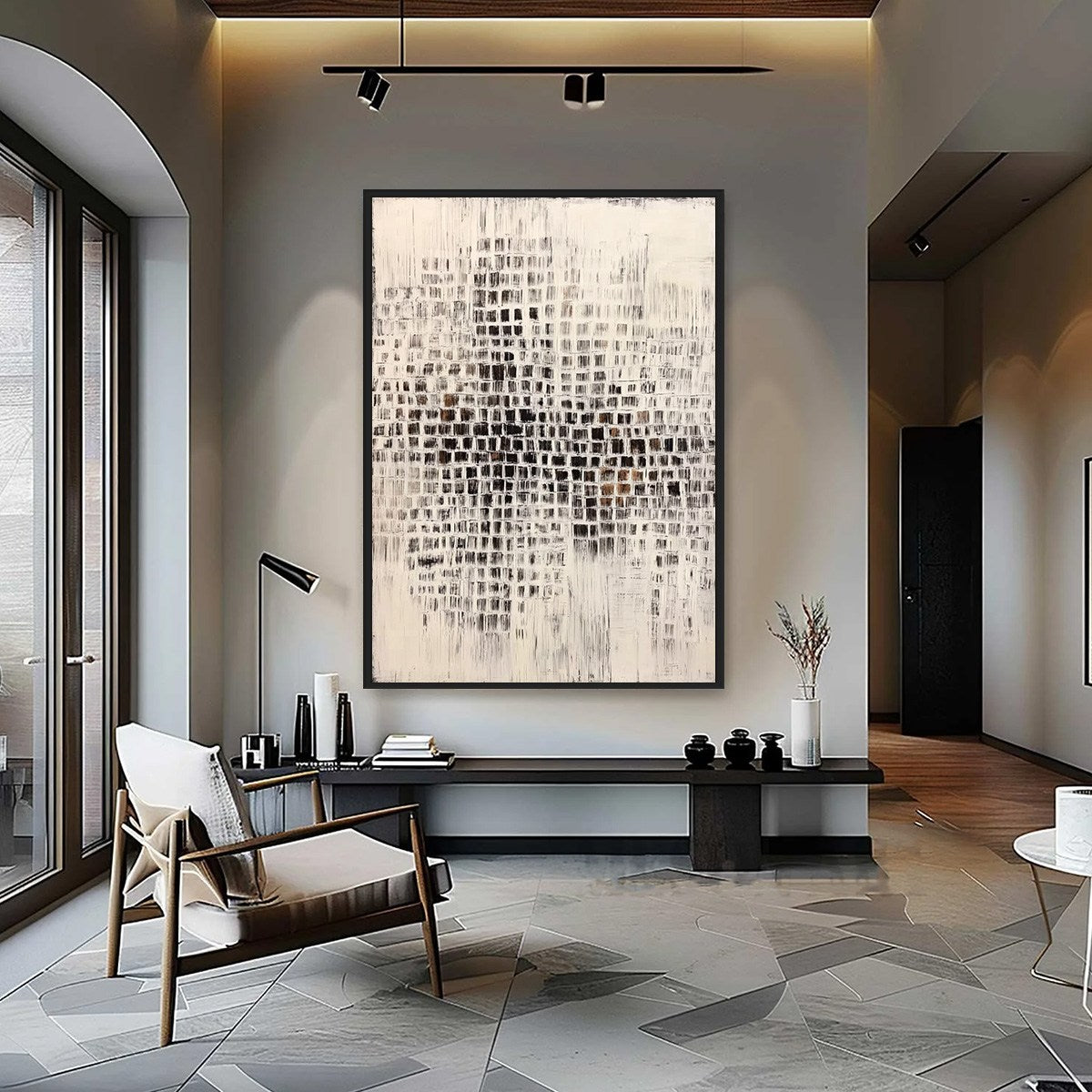 URBAN GRID: Textured Minimalist Abstract Painting for Modern Decor - Image 2