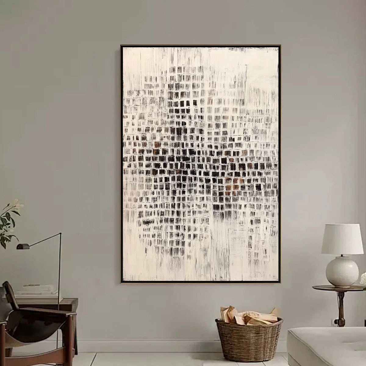 URBAN GRID: Textured Minimalist Abstract Painting for Modern Decor - Image 6