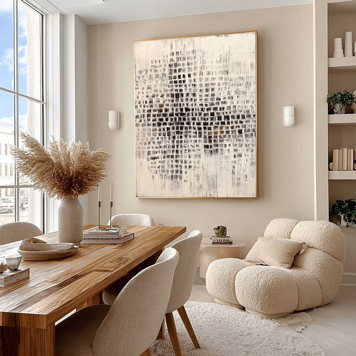 URBAN GRID: Textured Minimalist Abstract Painting for Modern Decor - Image 7
