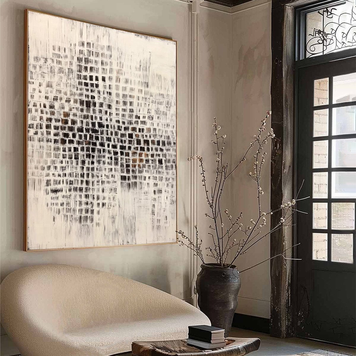 URBAN GRID: Textured Minimalist Abstract Painting for Modern Decor - Image 8
