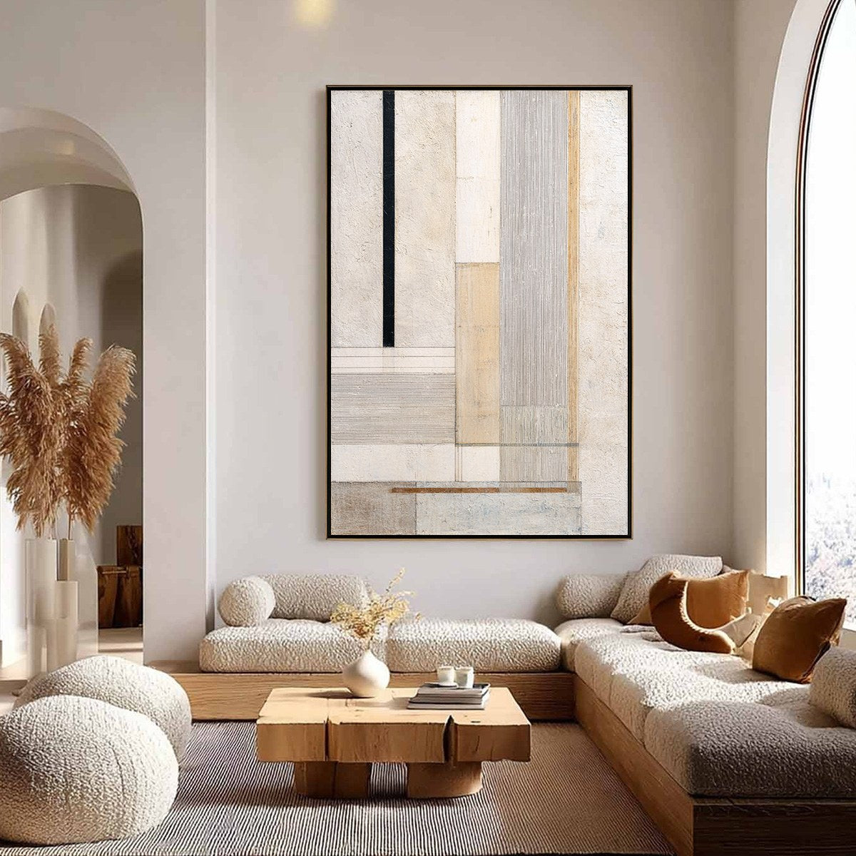 URBAN GRID: Textured Minimalist Architectural Abstract Painting - Image 4