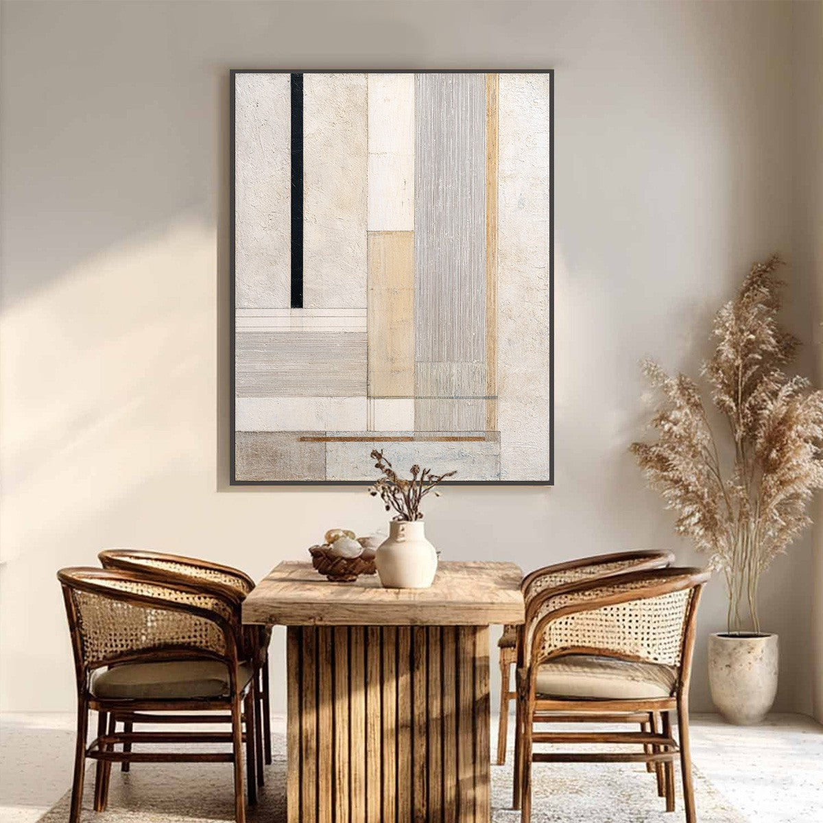 URBAN GRID: Textured Minimalist Architectural Abstract Painting - Image 2