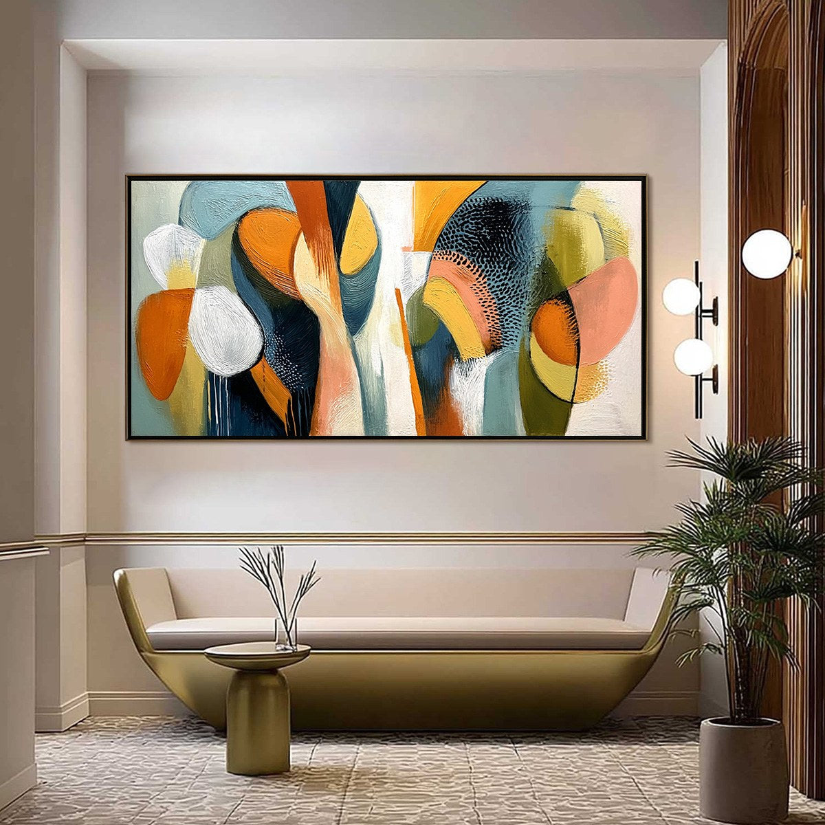 URBAN JUBILEE: Large Colorful Abstract Textured Oil Painting for Modern Decor - Image 2