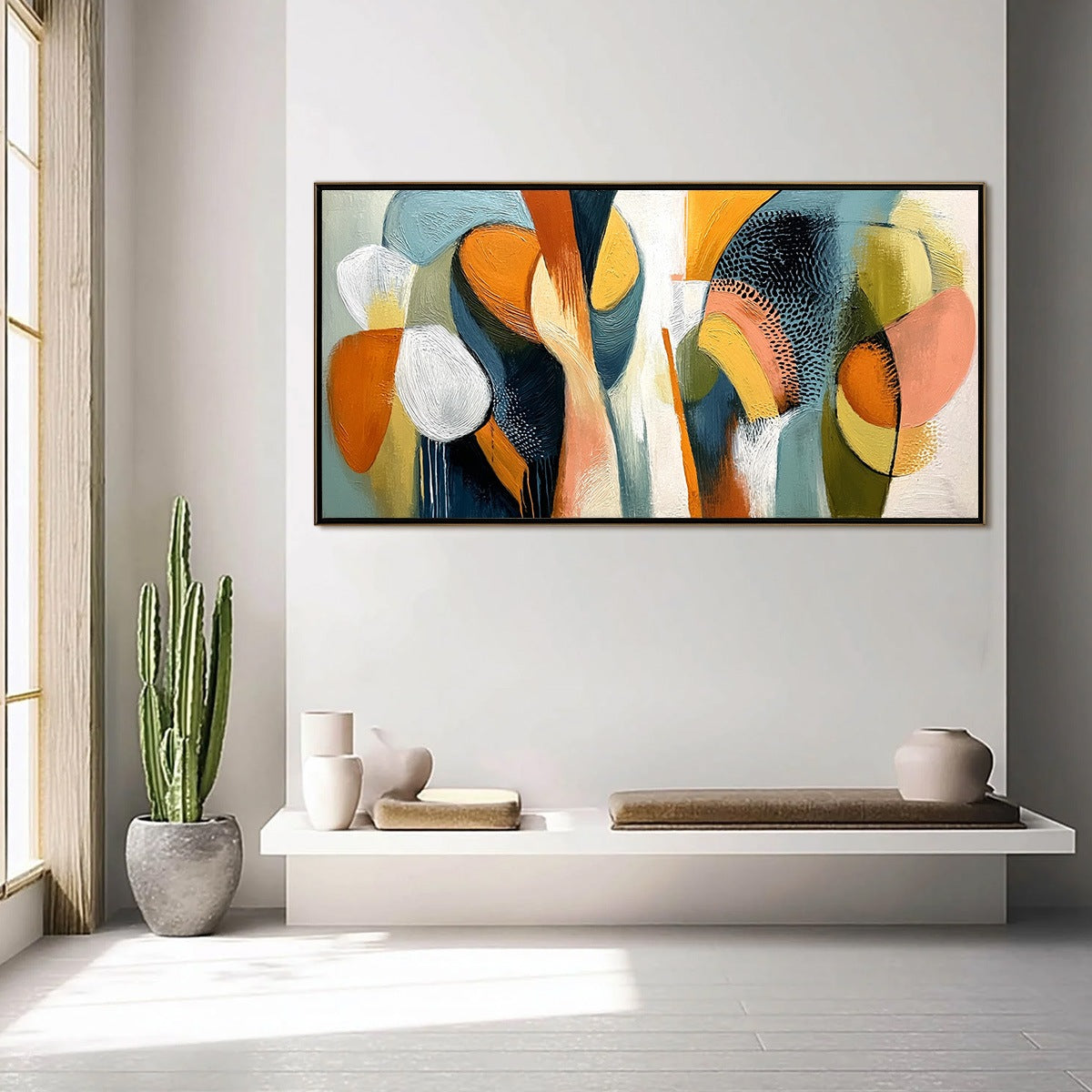 URBAN JUBILEE: Large Colorful Abstract Textured Oil Painting for Modern Decor - Image 4