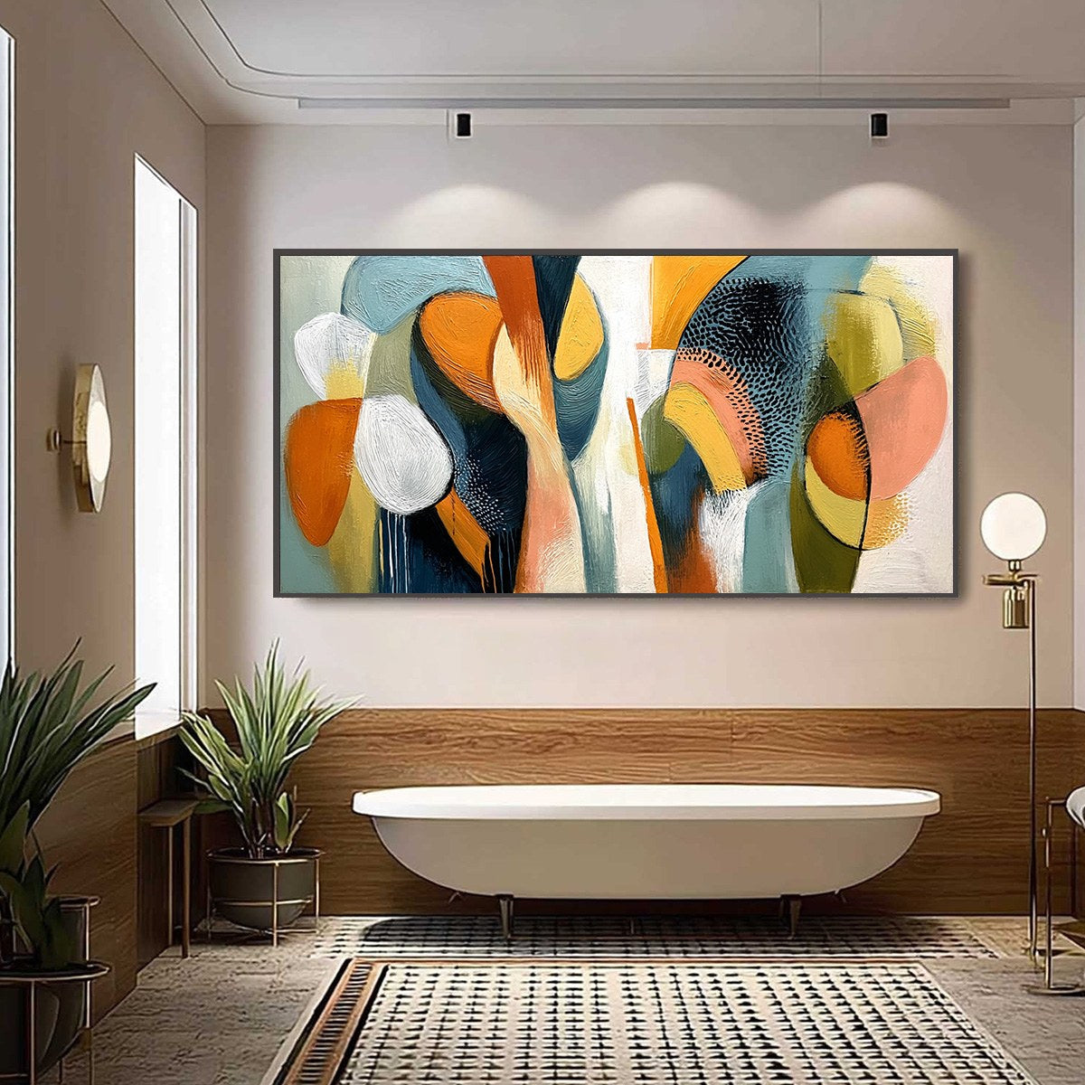 URBAN JUBILEE: Large Colorful Abstract Textured Oil Painting for Modern Decor - Image 6