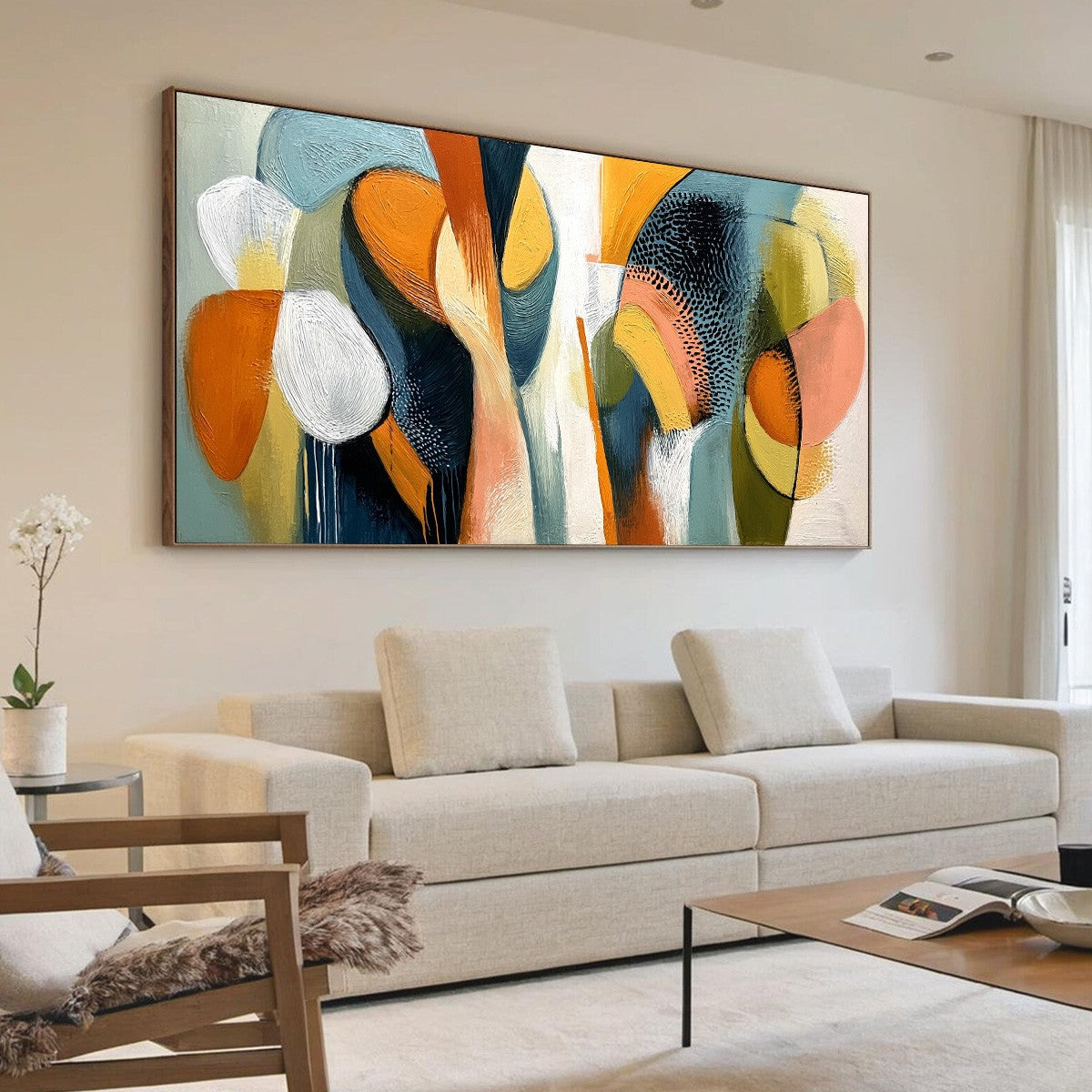 URBAN JUBILEE: Large Colorful Abstract Textured Oil Painting for Modern Decor - Image 7