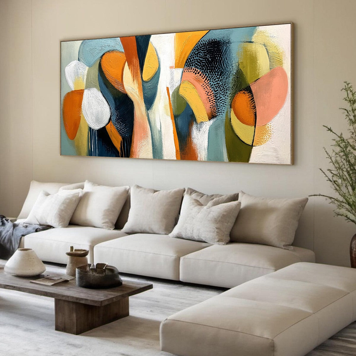 URBAN JUBILEE: Large Colorful Abstract Textured Oil Painting for Modern Decor - Image 8