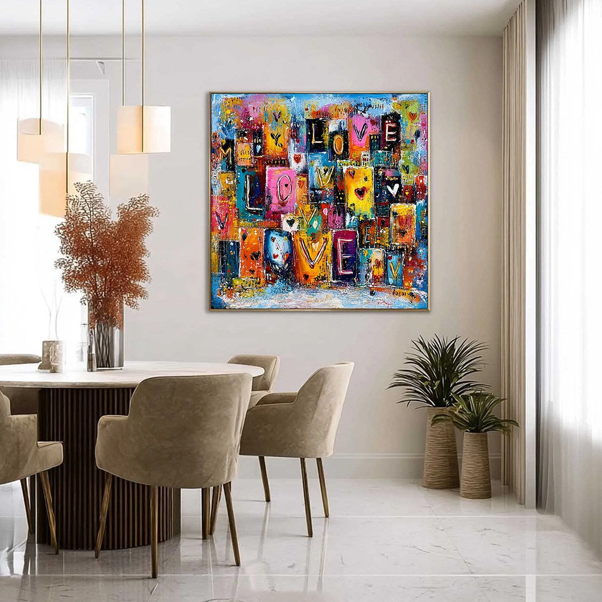 URBAN LOVE: Colorful Abstract Textured "Love" Word Art Painting - Image 4