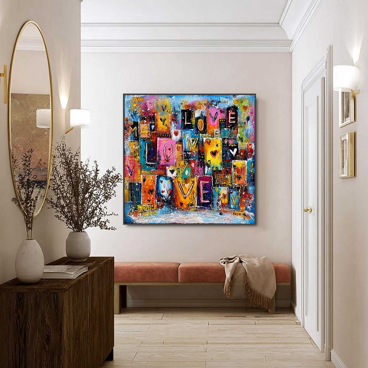 URBAN LOVE: Colorful Abstract Textured "Love" Word Art Painting - Image 6