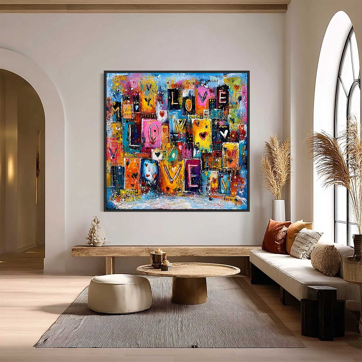 URBAN LOVE: Colorful Abstract Textured "Love" Word Art Painting - Image 2