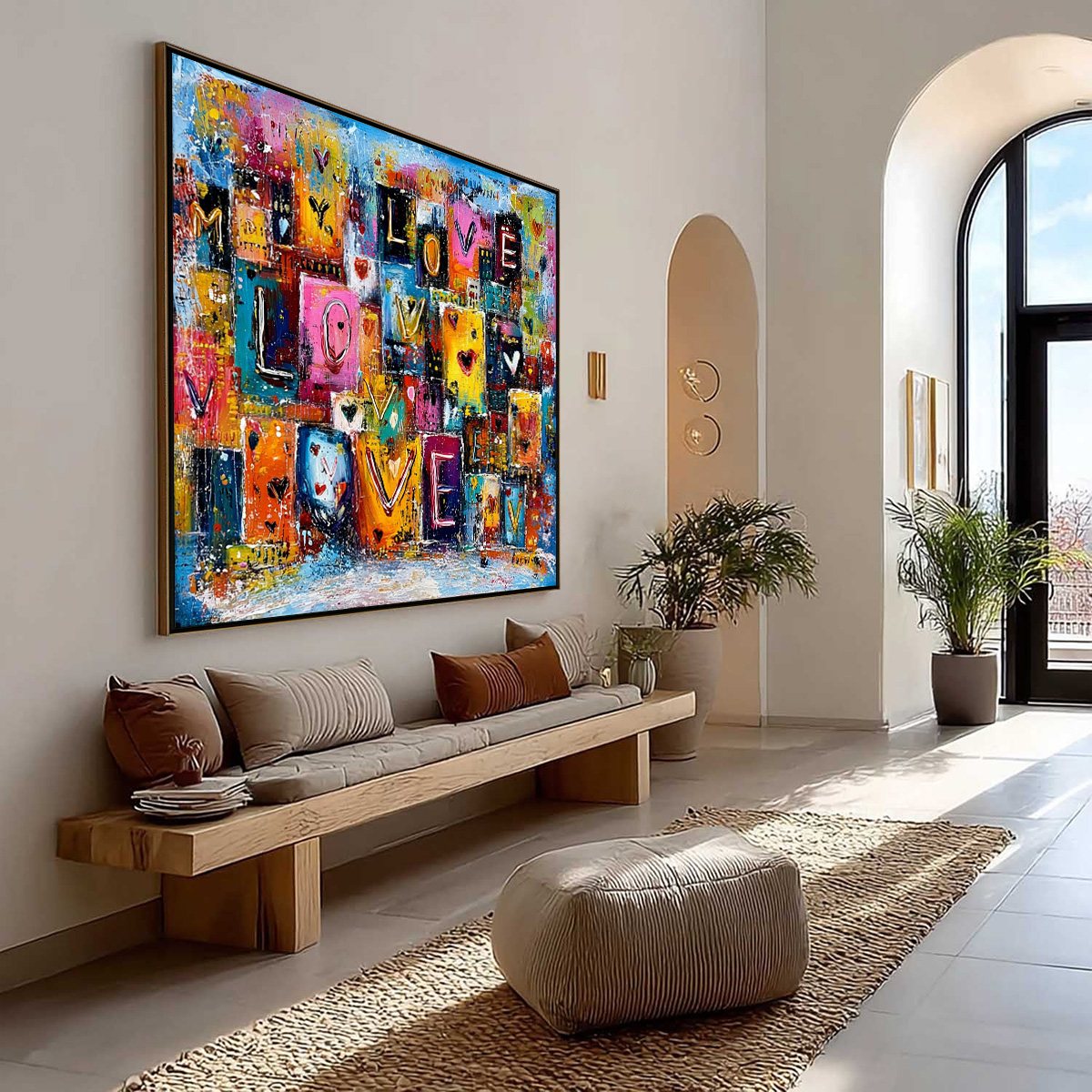 URBAN LOVE: Colorful Abstract Textured "Love" Word Art Painting - Image 7