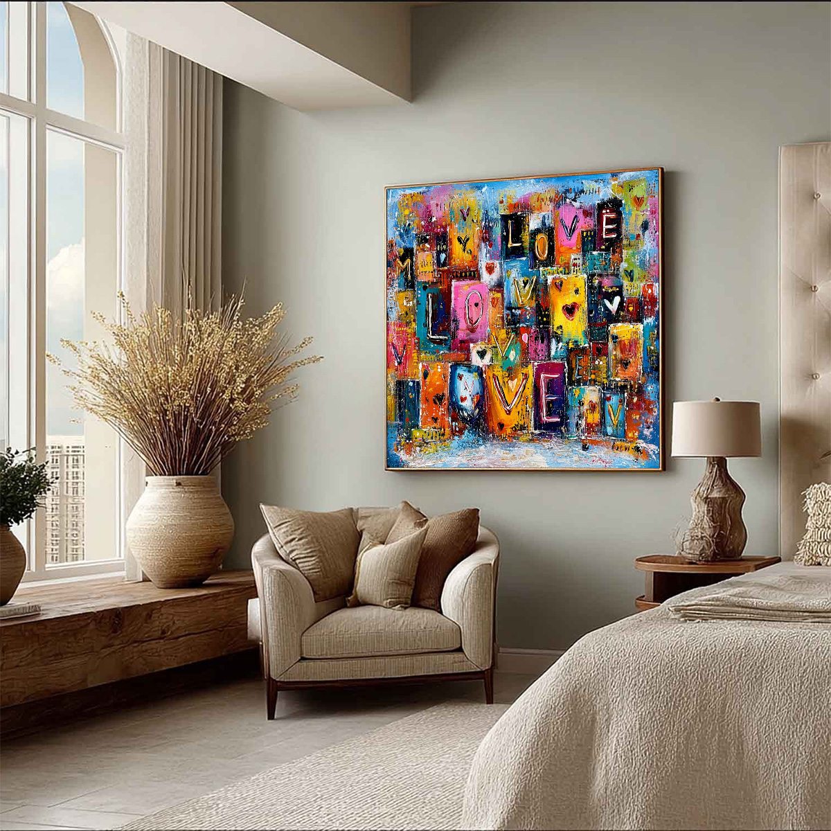 URBAN LOVE: Colorful Abstract Textured "Love" Word Art Painting - Image 8