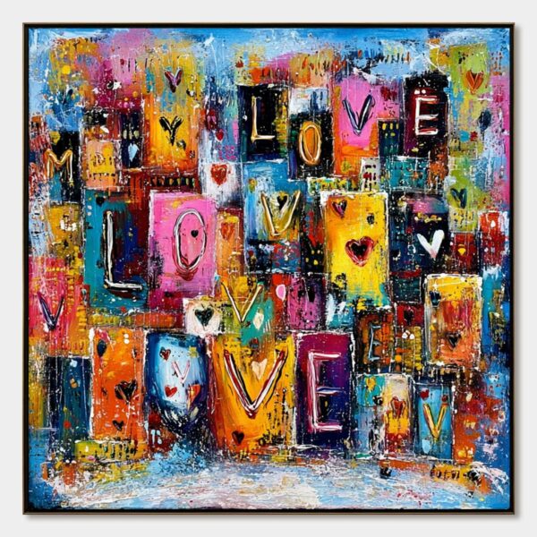 URBAN LOVE: Colorful Abstract Textured "Love" Word Art Painting