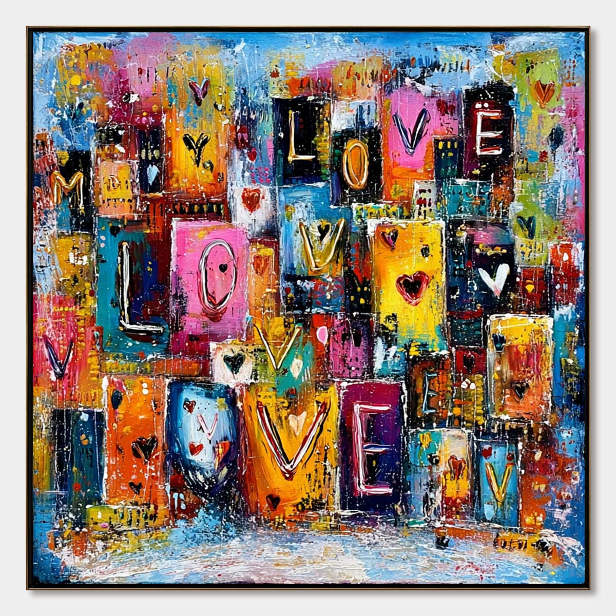 URBAN LOVE: Colorful Abstract Textured "Love" Word Art Painting