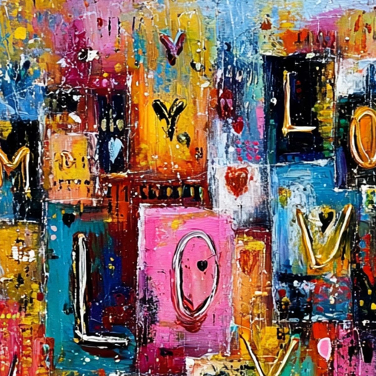 URBAN LOVE: Colorful Abstract Textured "Love" Word Art Painting - Image 5
