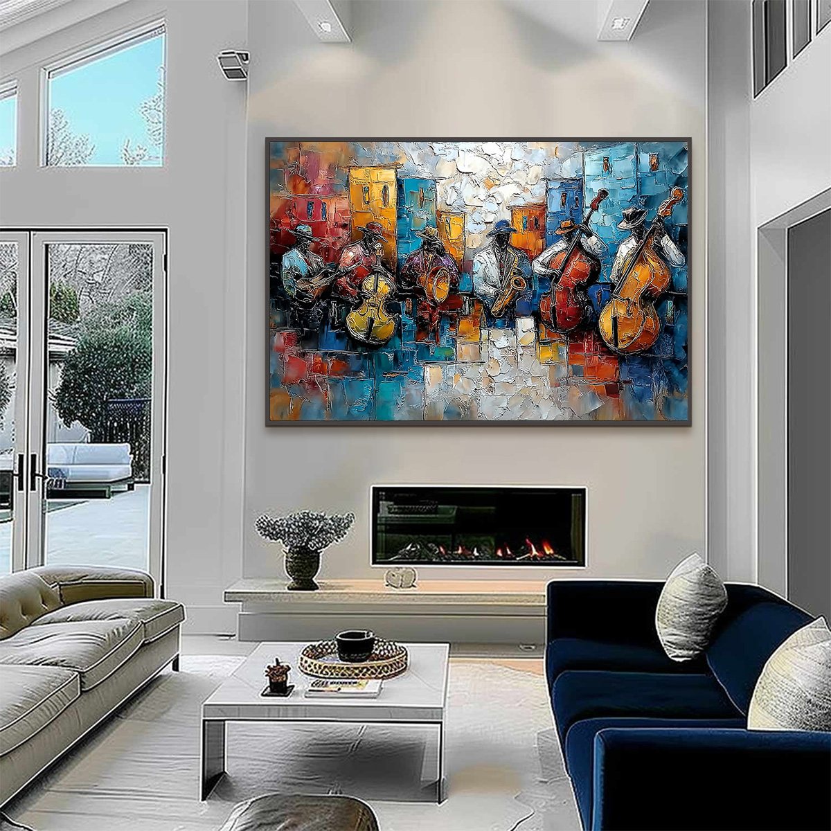 URBAN MELODY: Textured Impasto Painting of a Jazz Band Street Performance - Image 6