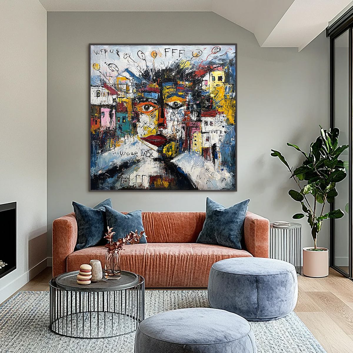 URBAN MINDSCAPE: Expressive Abstract Portrait Painting with Heavy Texture - Image 2