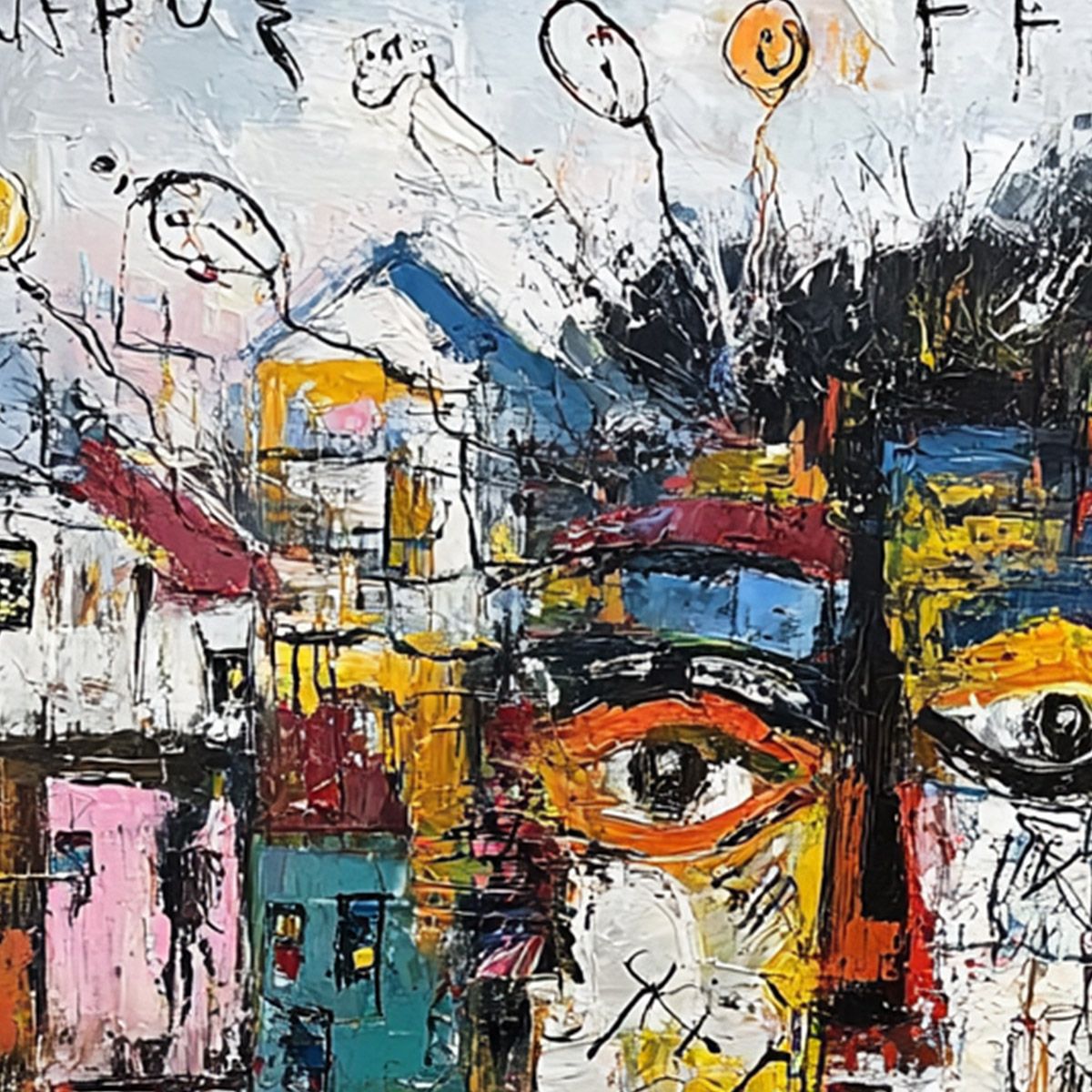 URBAN MINDSCAPE: Expressive Abstract Portrait Painting with Heavy Texture - Image 3