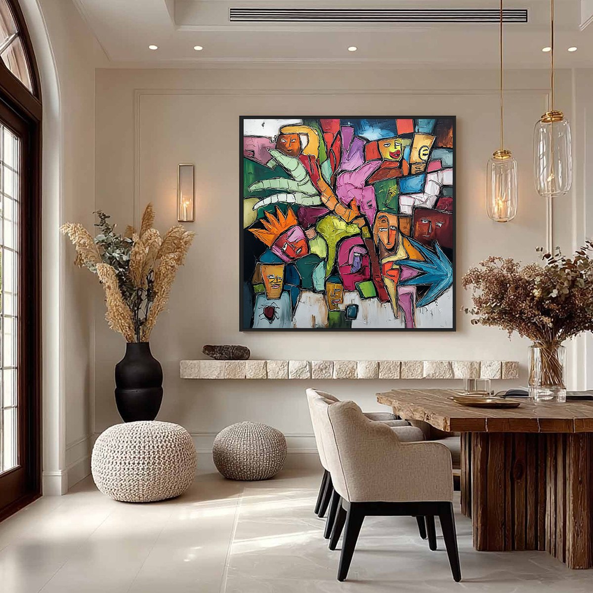 URBAN MOSAIC: Colorful Abstract Figurative Crowd Painting - Image 4