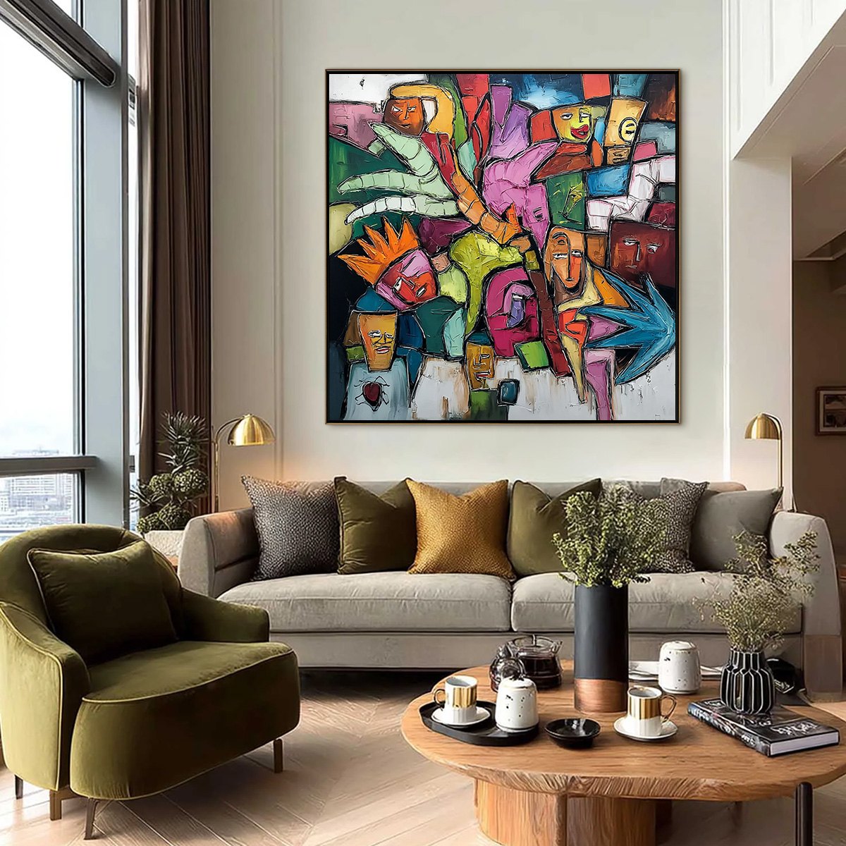 URBAN MOSAIC: Colorful Abstract Figurative Crowd Painting - Image 6