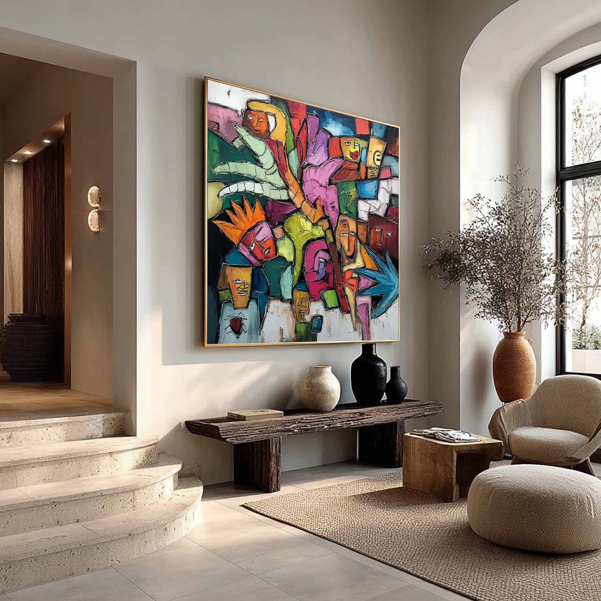 URBAN MOSAIC: Colorful Abstract Figurative Crowd Painting - Image 8