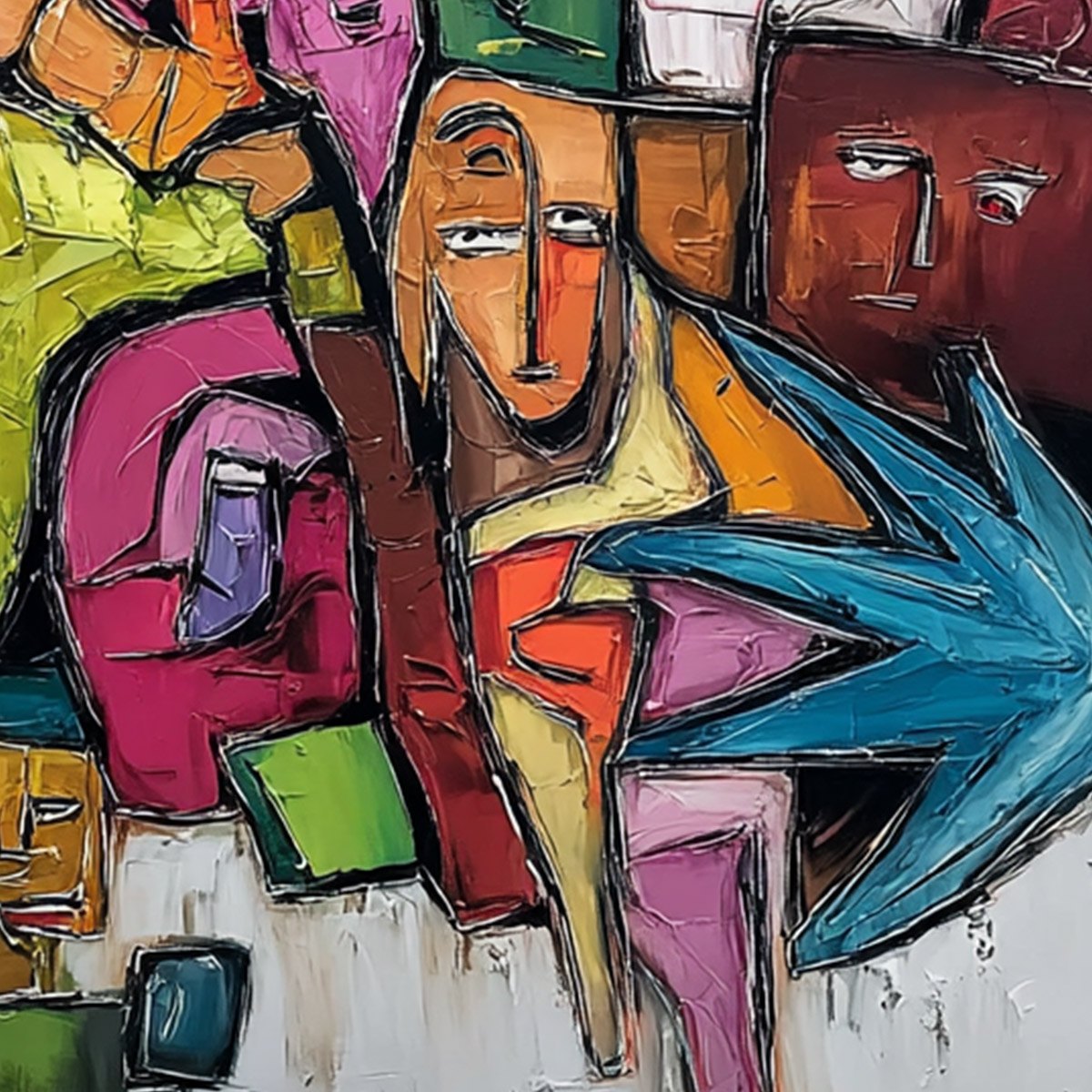 URBAN MOSAIC: Colorful Abstract Figurative Crowd Painting - Image 5