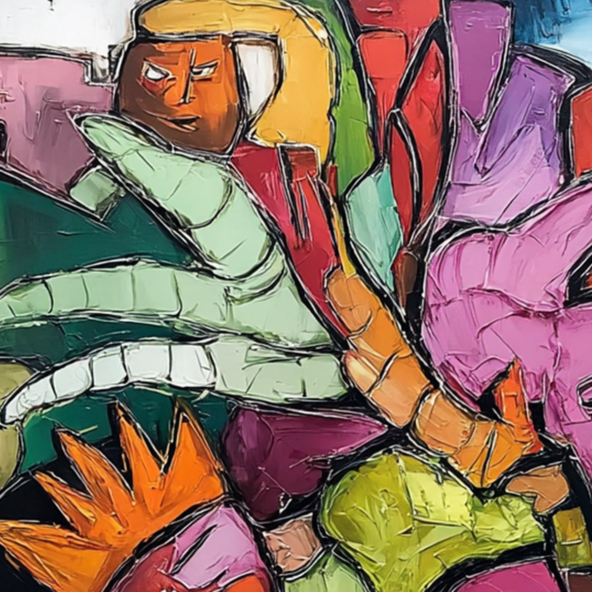 URBAN MOSAIC: Colorful Abstract Figurative Crowd Painting - Image 3