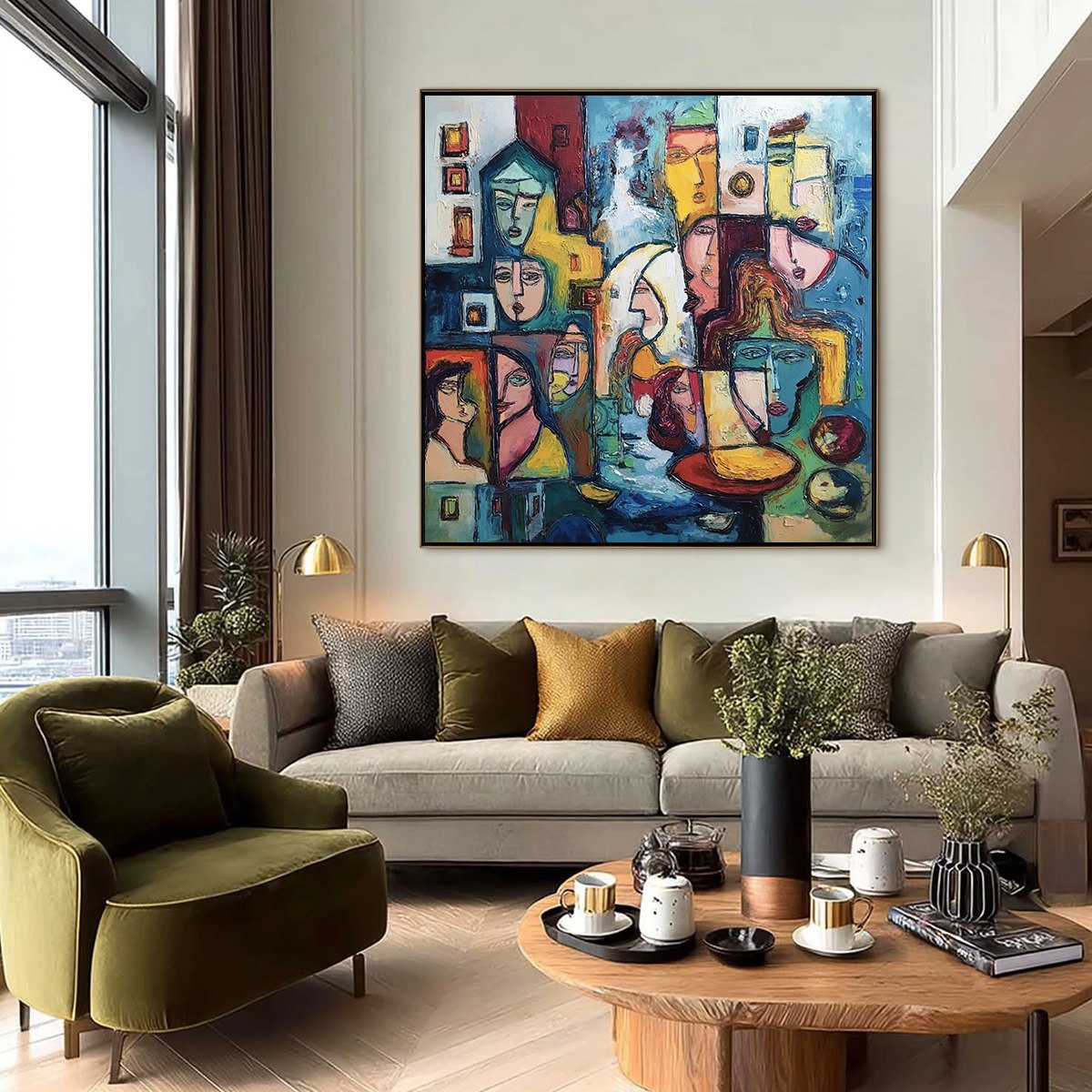 URBAN MOSAIC: Colorful Abstract Figurative Impasto Painting - Image 6
