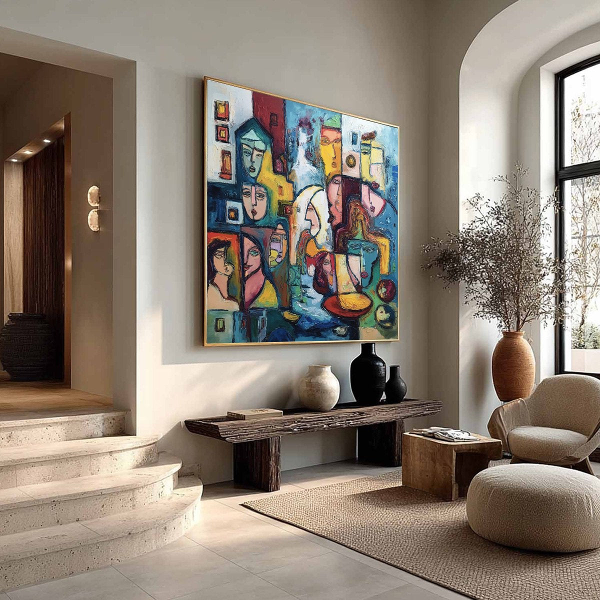 URBAN MOSAIC: Colorful Abstract Figurative Impasto Painting - Image 8