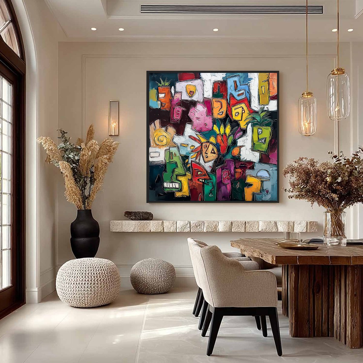 URBAN MOSAIC: Colorful Abstract People Painting with Heavy Texture - Image 4