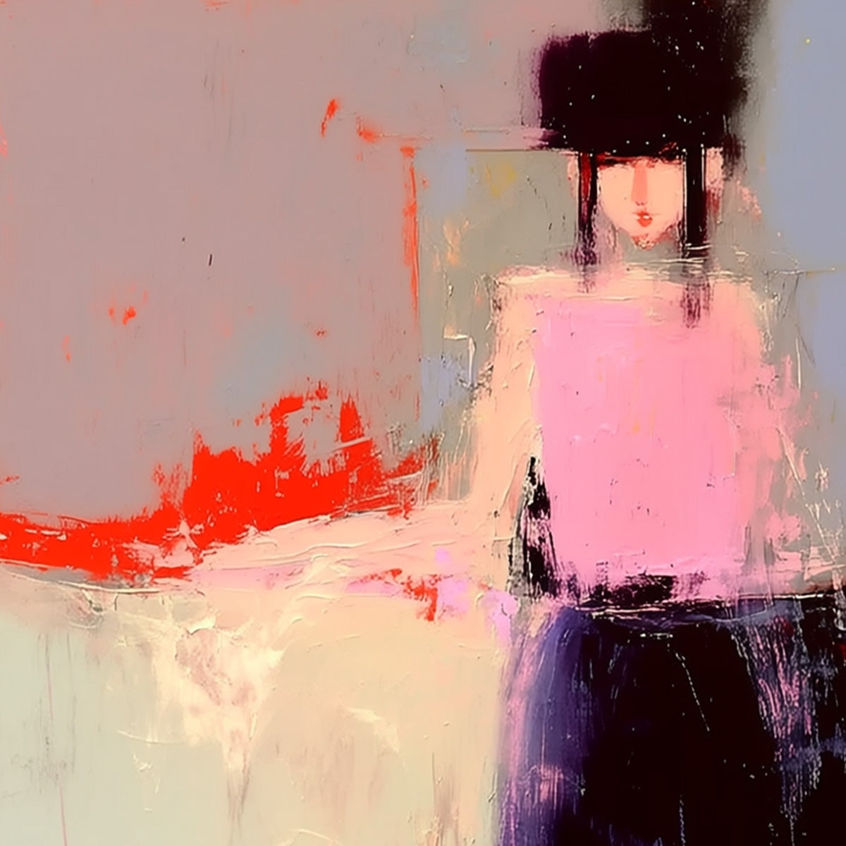 URBAN MUSE: Abstract Figurative Portrait Oil Painting - Image 3