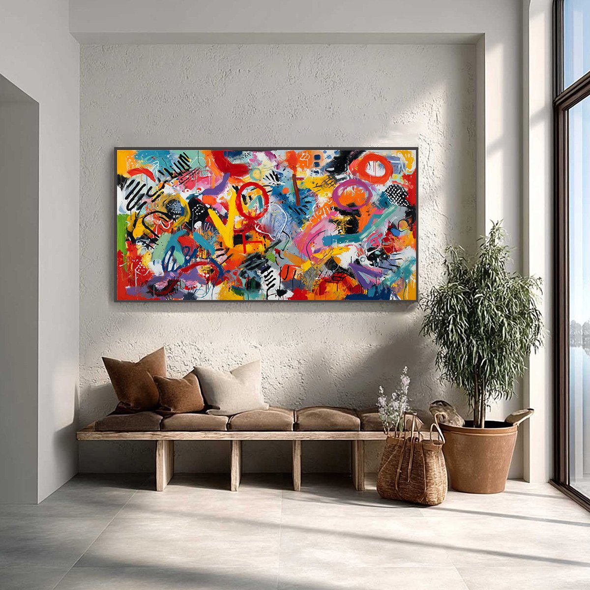 URBAN PULSE: Large Colorful Abstract Graffiti Style Wall Art - Image 2