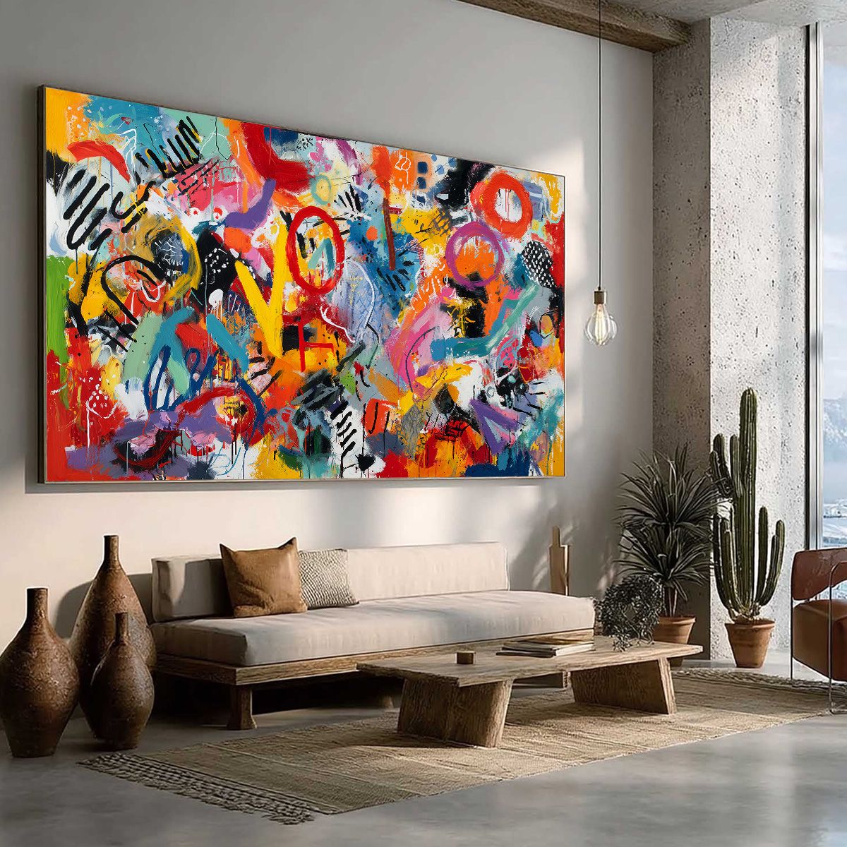 URBAN PULSE: Large Colorful Abstract Graffiti Style Wall Art - Image 8