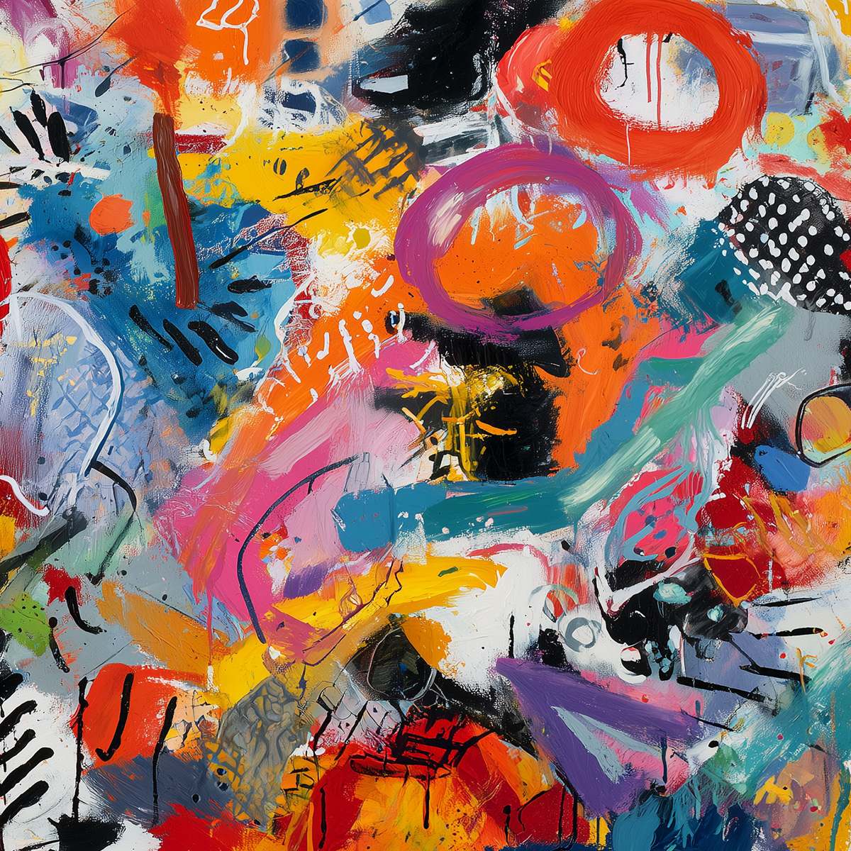 URBAN PULSE: Large Colorful Abstract Graffiti Style Wall Art - Image 5